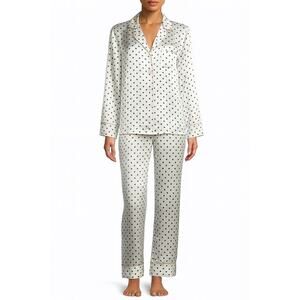 Neiman Marcus Intimates Polka Dot Silk Pajama Set Pants Long Sleeve Medium
